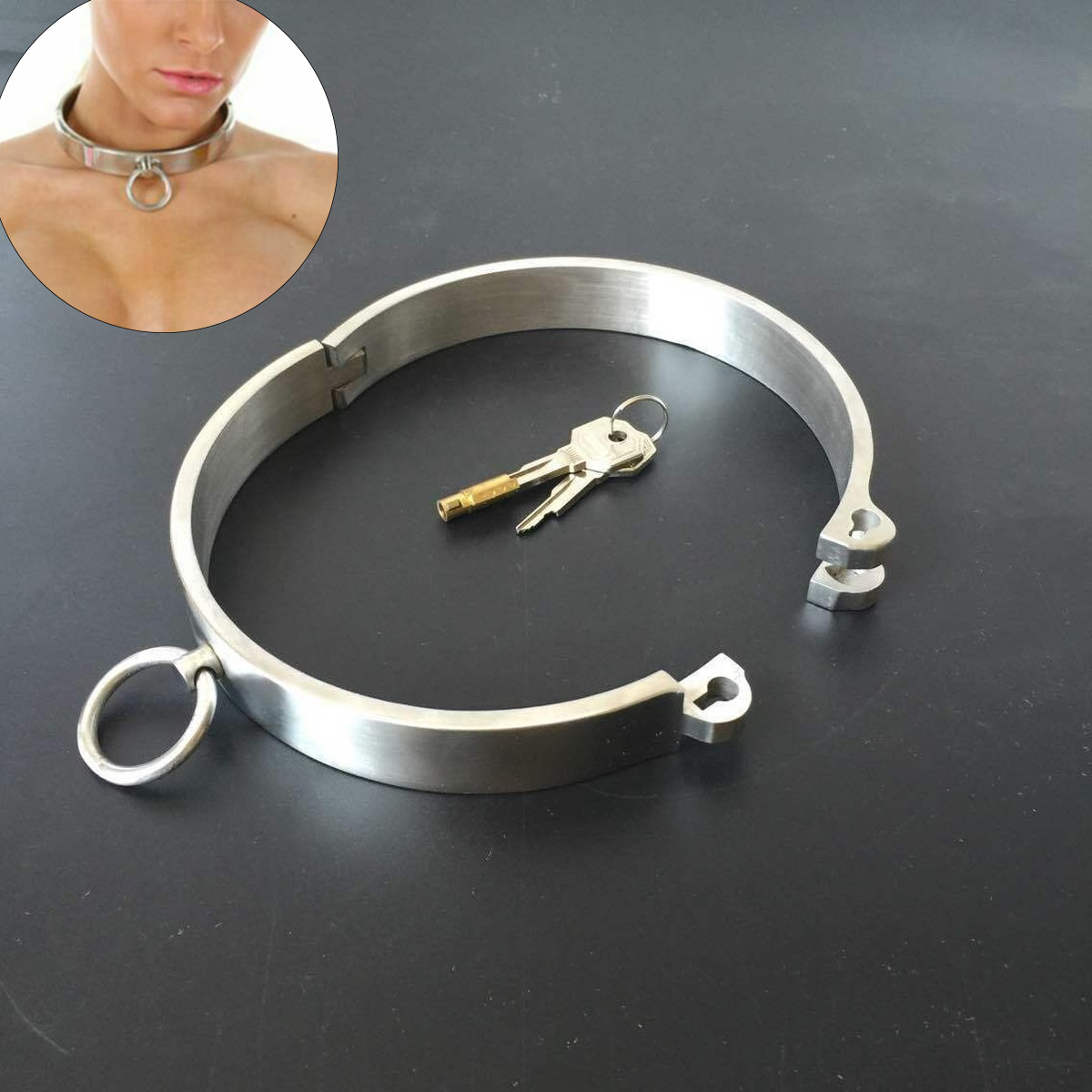 Unisex Heavy Duty Bandage Neck Collor Cuff Choker Stainless Steel Discreet