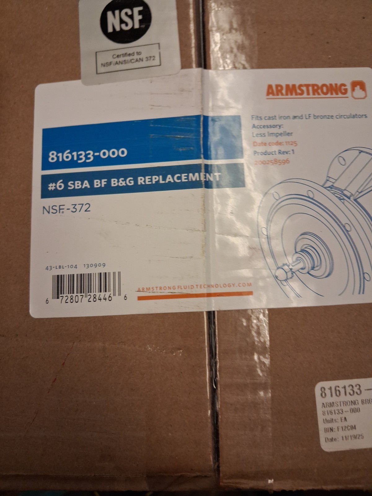 Armstrong Fluid Technology 816133-000 BEARING ASSEMBLY Armstrong Fluid Technology 816133-000 BEARING ASSEMBLY