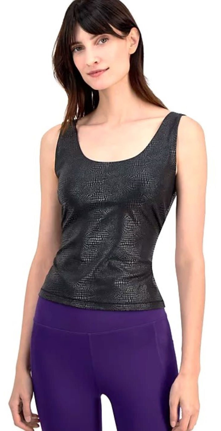 ID IDEOLOGY BLACK FOIL REPTILE EMBOSSED CROP TOP BUILT IN BRA SIZE XL - NWT ID IDEOLOGY BLACK FOIL REPTILE EMBOSSED CROP TOP BUILT IN BRA SIZE XL - NWT