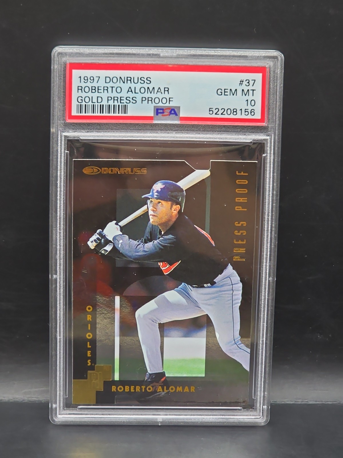 1997 Donruss Press Proof Gold #37 Roberto Alomar PSA 10 GEM MINT Low Pop 1997 Donruss Press Proof Gold #37 Roberto Alomar PSA 10 GEM MINT Low Pop