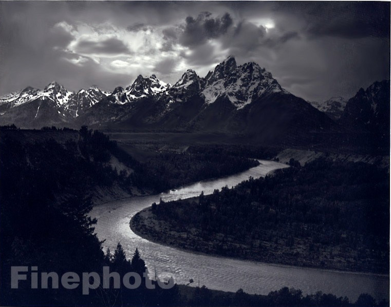 1942/49 Original ANSEL ADAMS Grand Tetons Snake River Landscape KROMEKOTE Photo