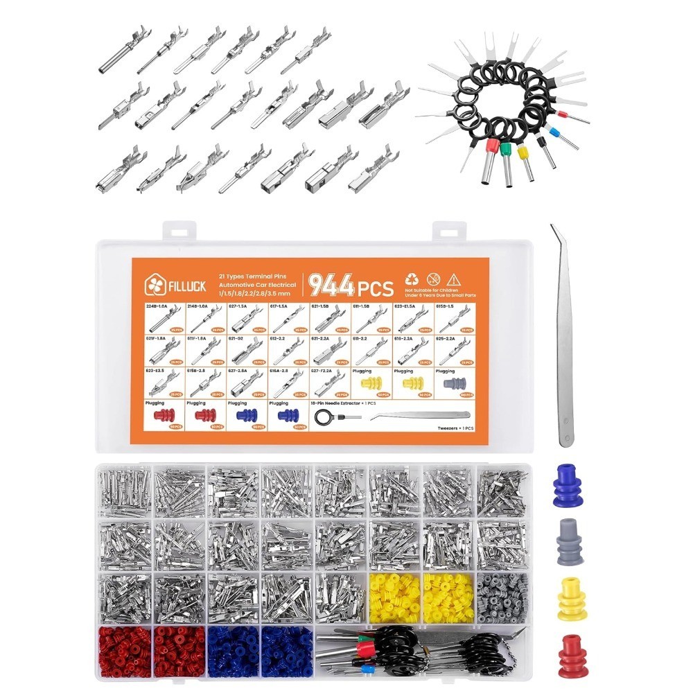 Pin Connector Kit for Car Electrical Wire Connectors Terminal, 944 Pcs Pin Connector Kit for Car Electrical Wire Connectors Terminal, 944 Pcs