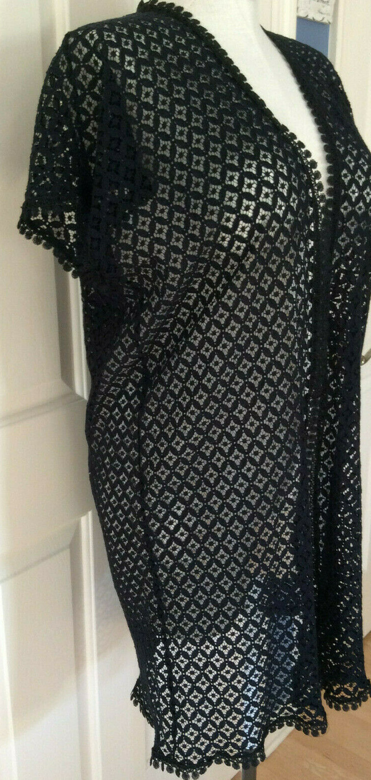 ARIANNA By Howard\'s Black Open Front Cardi Short Slv Cotton One Size (Fits 4-14)