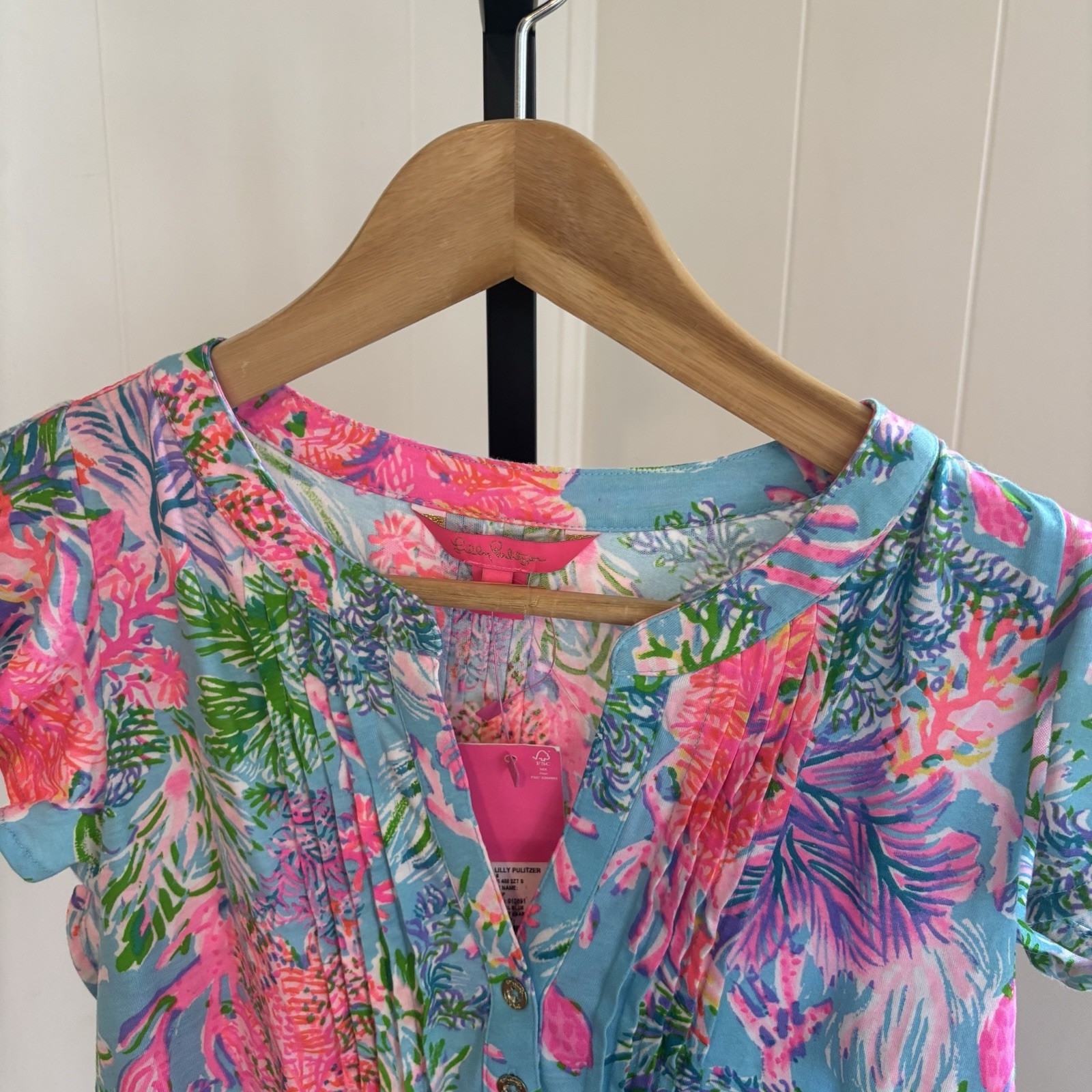 Lilly Pulitzer Golda Top Cay To My Heart Celestial Blue Floral Womens S NWT
