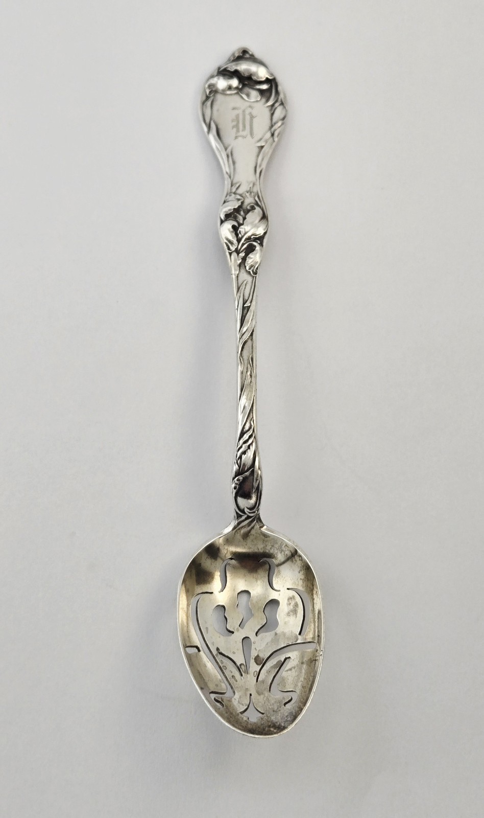 Vintage Gorham Sterling Silver Art Nouveau Pierced Serving Spoon 5.75\