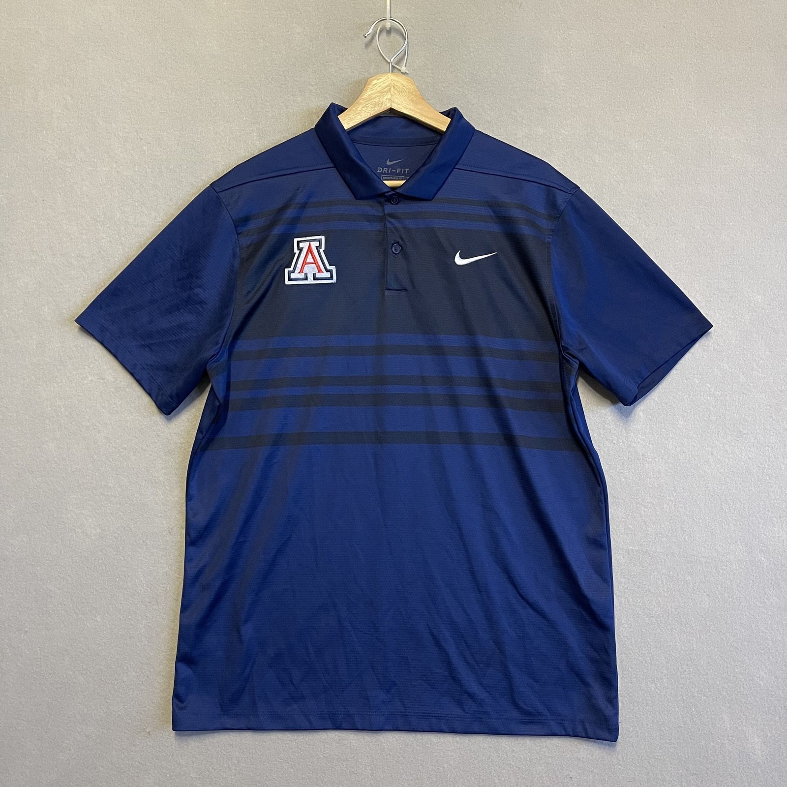 Arizona Wildcats Nike Navy Blue Dri-FIT Polo Shirt M Horizontal Stripes Logo 