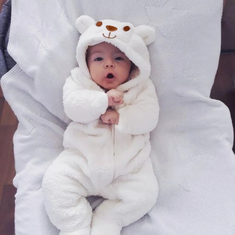 Newborn Baby Romper Jumpsuit Boy Girl Kids Bear Hooded Bodysuit Clothes Outfits