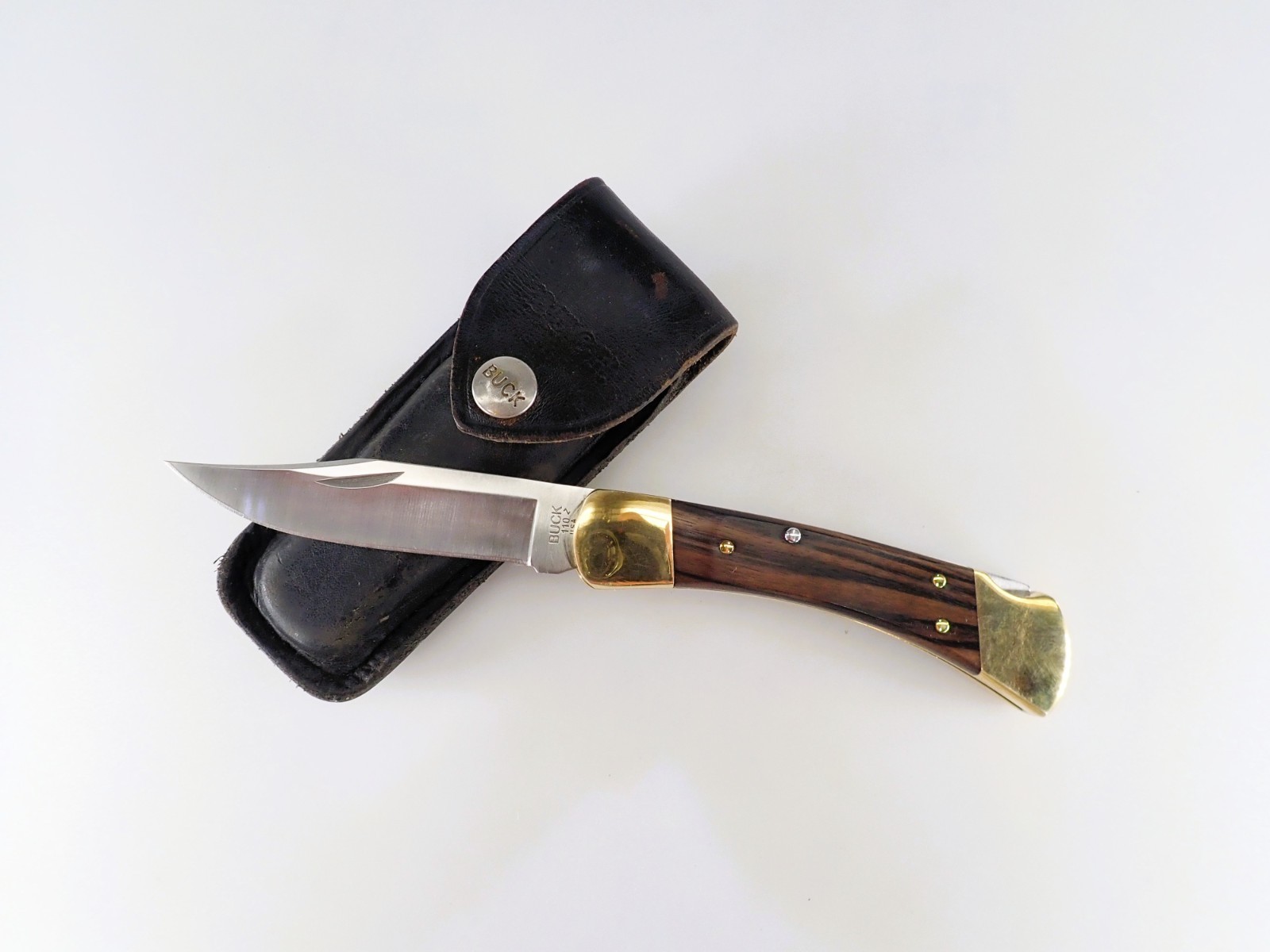 Vintage 1984 Buck 110 Folding Hunter Knife Factory Blade Replacement With Sheath