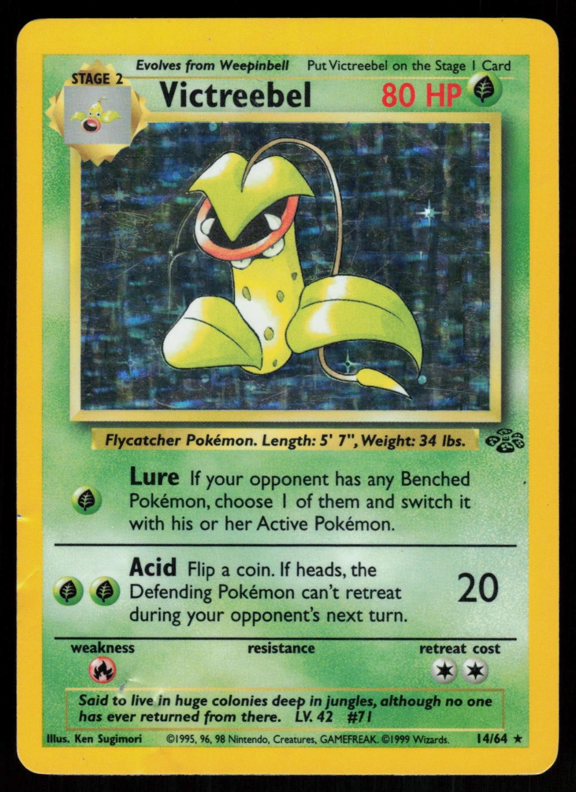 VICTREEBEL 14/64 JUNGLE UNLIMITED HOLO DMG VICTREEBEL 14/64 JUNGLE UNLIMITED HOLO DMG