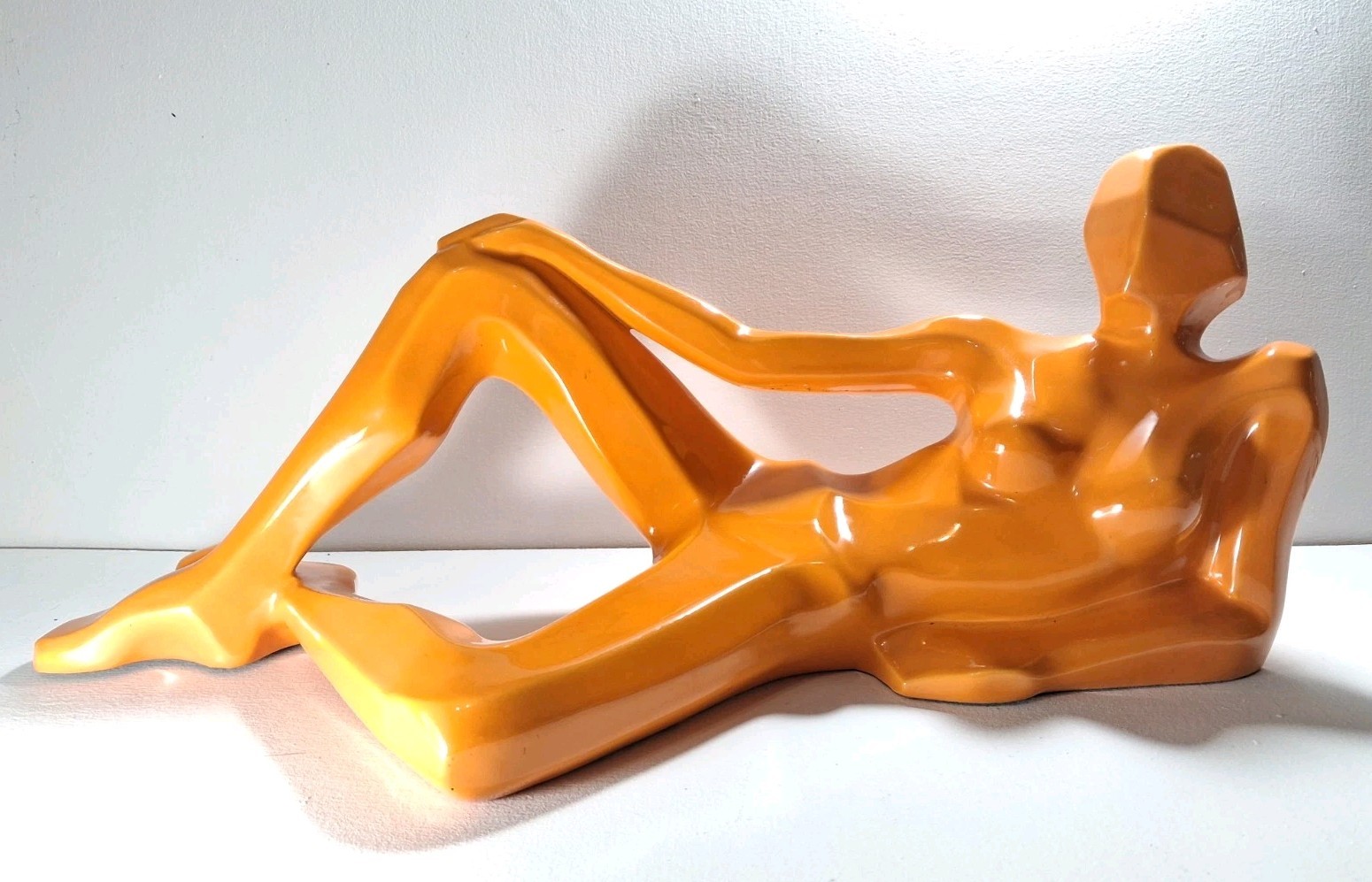 Rare Jaru of California Reclining Cubist Nude Sculpture Tangerine Orange 1976 Rare Jaru of California Reclining Cubist Nude Sculpture Tangerine Orange 1976