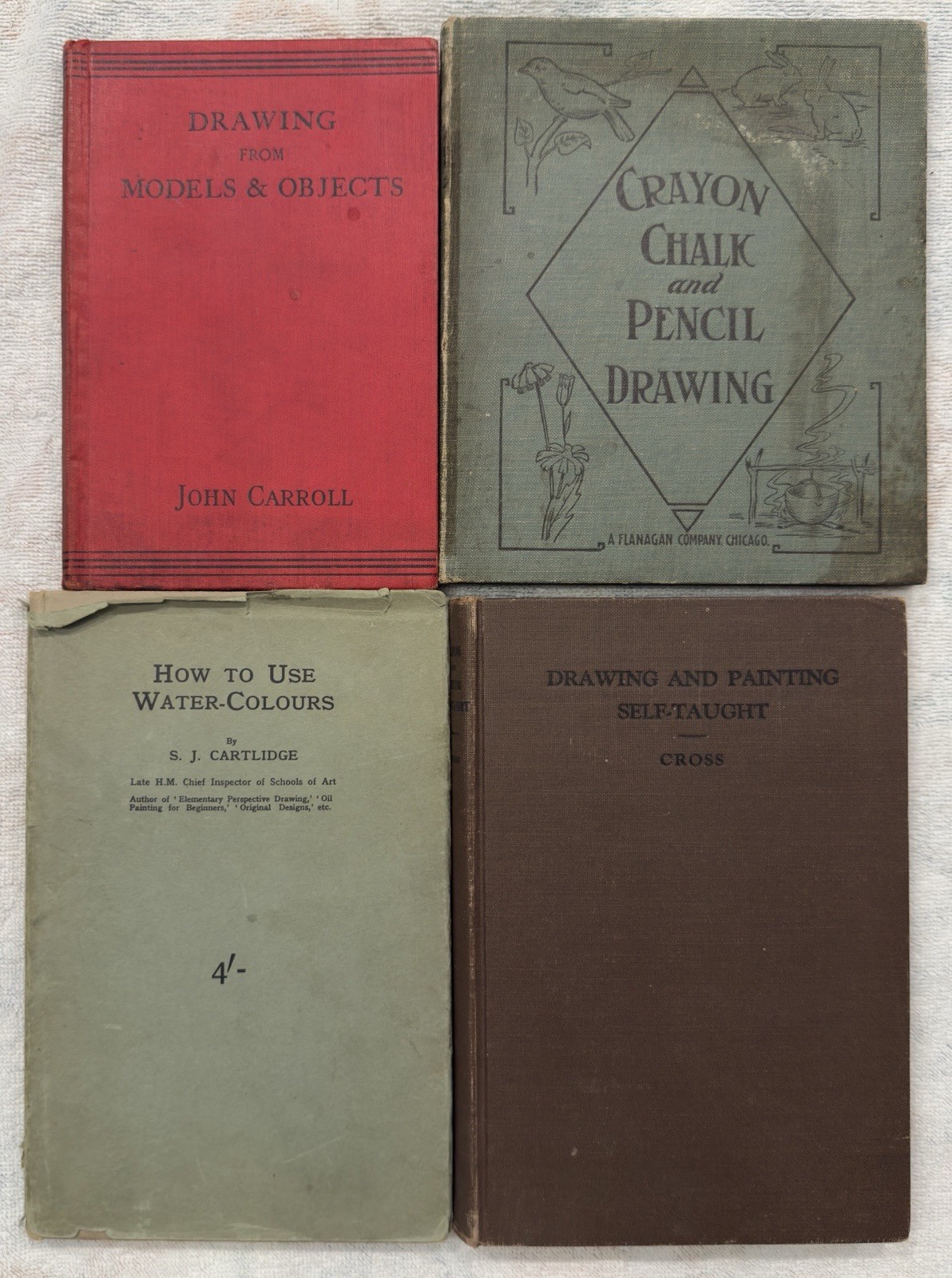 4 Antique Art Instruction Books 1905 1911 1922 Drawing Painting Watercolor