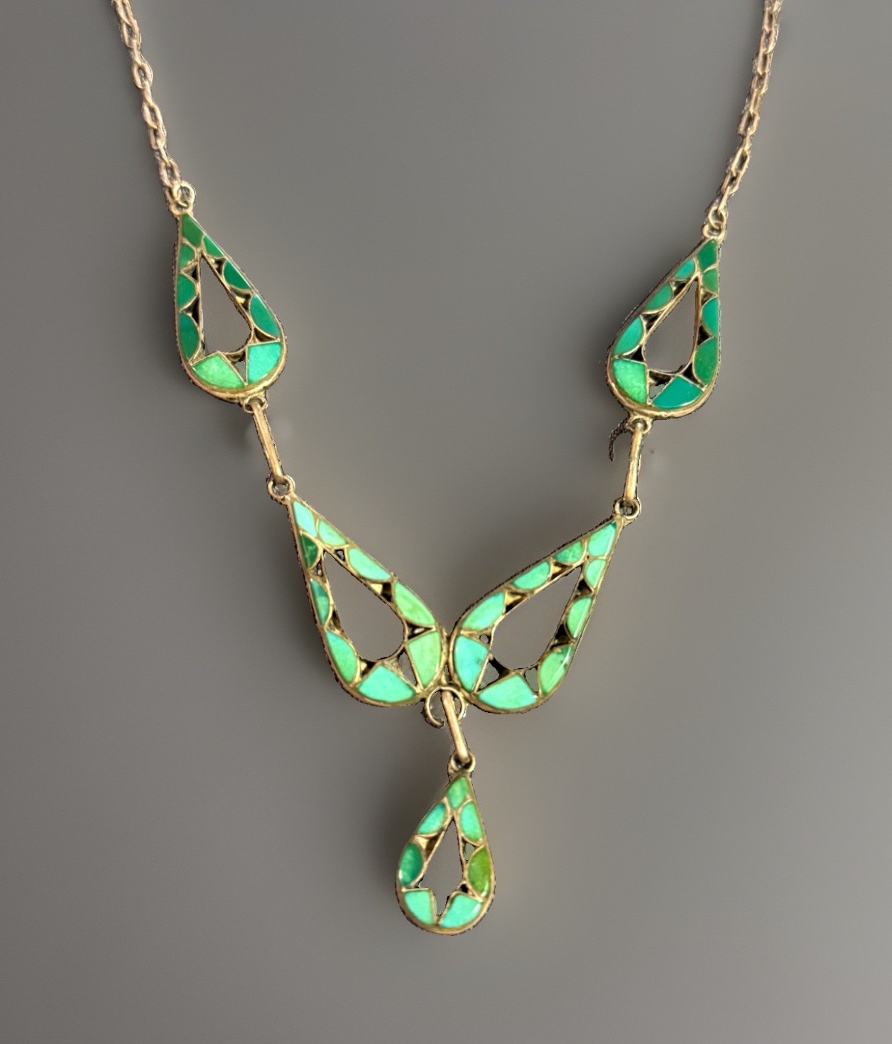 Vintage Native American Sterling Silver Turquoise Necklace Signed Zuni EJB