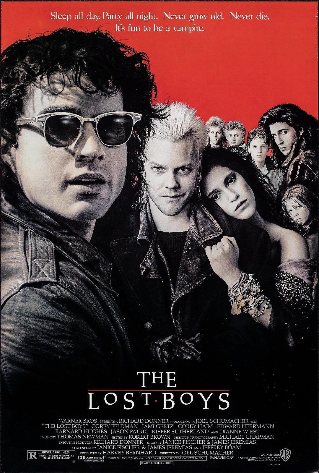 1987 The Lost Boys Movie Poster 11X17 Kiefer Sutherland Corey Feldman 🩸🦇🍿 1987 The Lost Boys Movie Poster 11X17 Kiefer Sutherland Corey Feldman 🩸🦇🍿