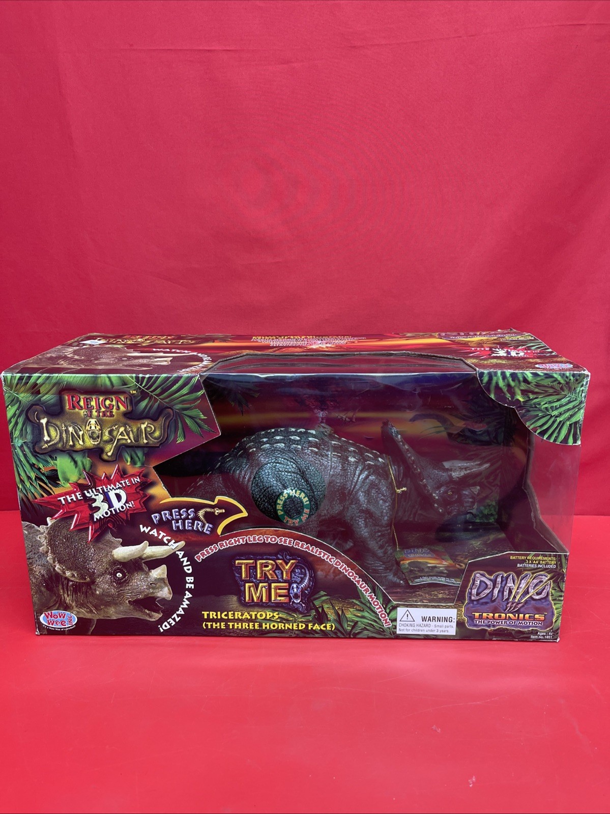 Reign Of The Dinosaur Dino Tronics Triceratops Motion Toy W Damage Box 