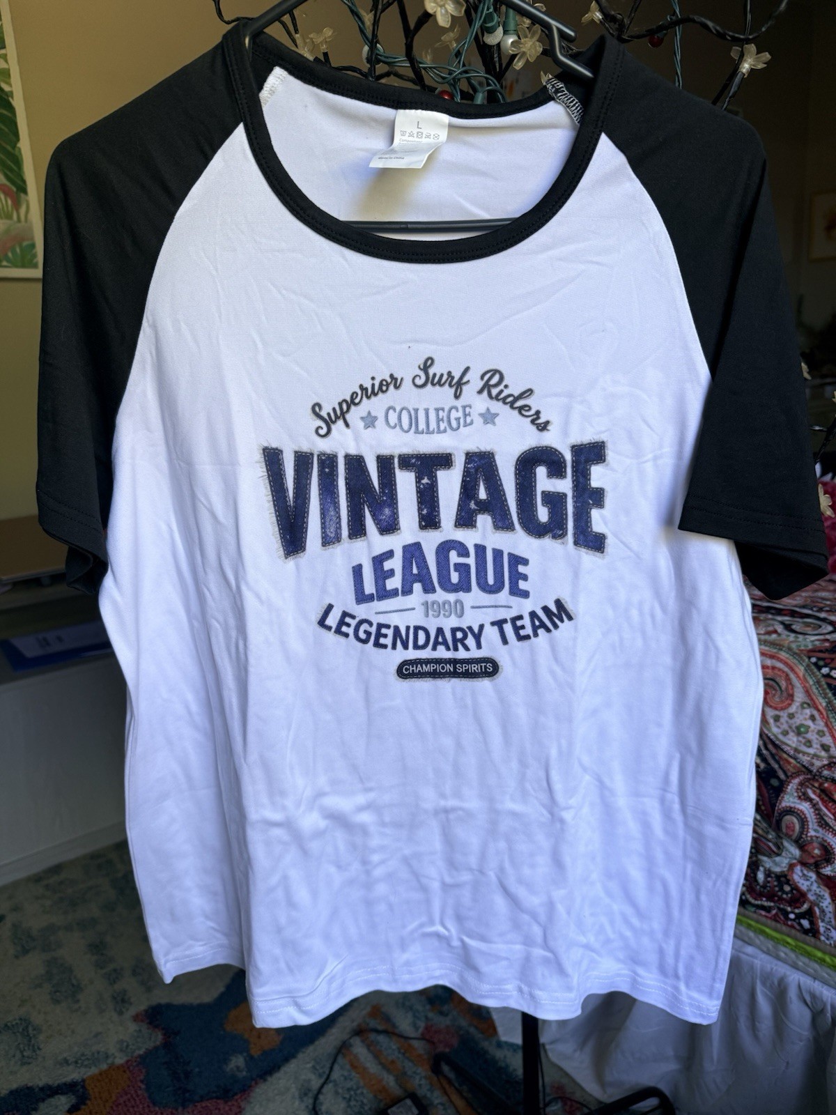 Vintage League 1990 Superior Surf Riders Raglan T Shirt Black White Size L New Vintage League 1990 Superior Surf Riders Raglan T Shirt Black White Size L New
