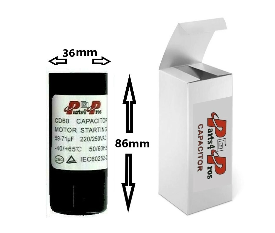 59-71 uF MFD 220-250V 250 Vac High Quality Motor Start Capacitor Round HVAC