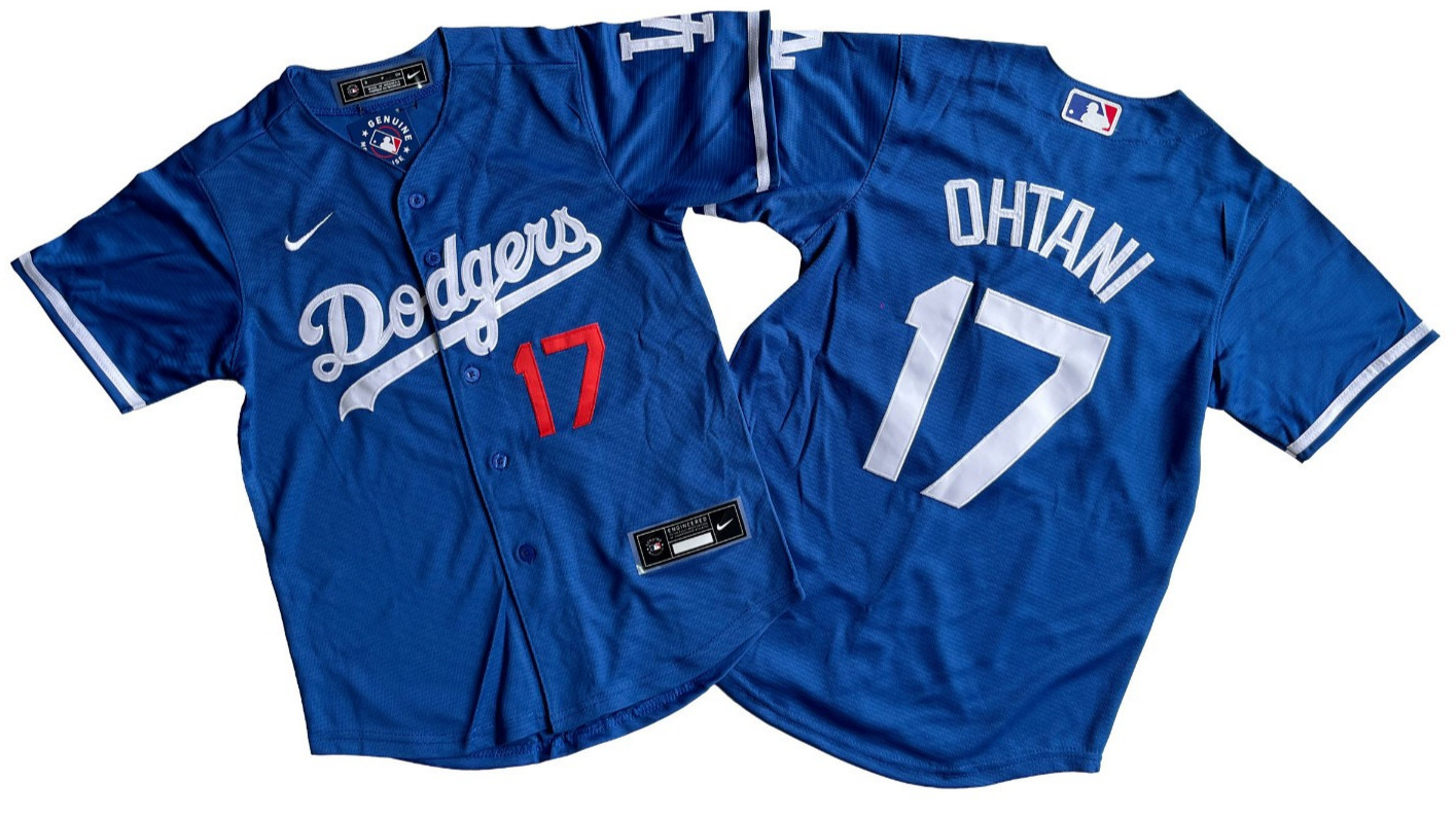 ​​Tariffs​ Free YOUTH'S Dodgers #17 Shohei Ohtani Royal Cool Base Sewn Jersey.