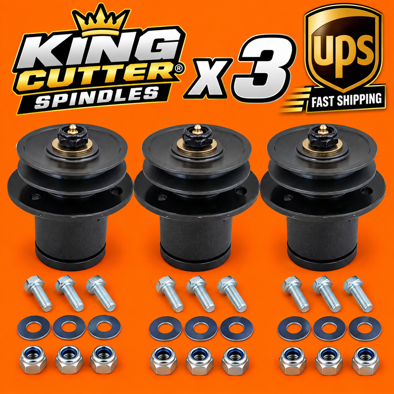 qty 3 Spindle Assembly King Kutter 502303 4' 5' 6' Mower