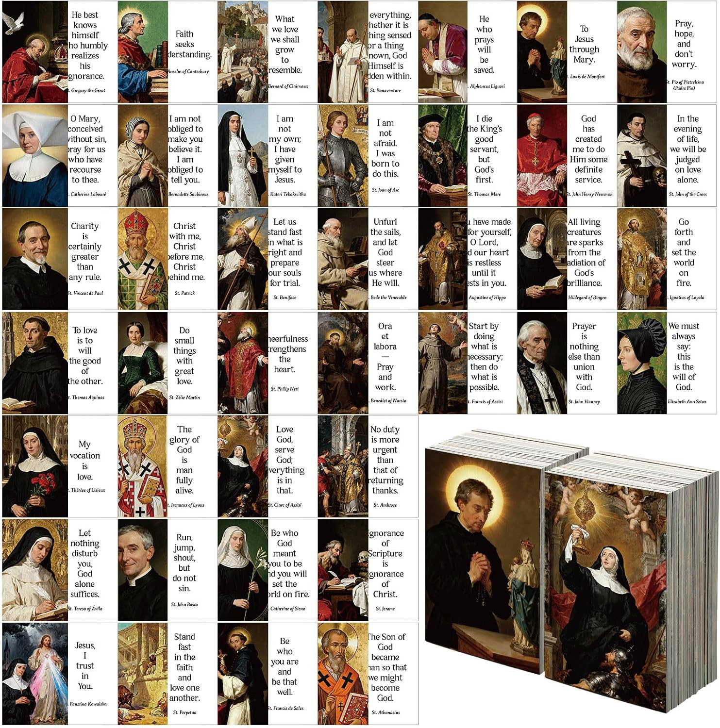 120 Pcs Catholic Saints Quotes Prayer Cards 40 Styles
