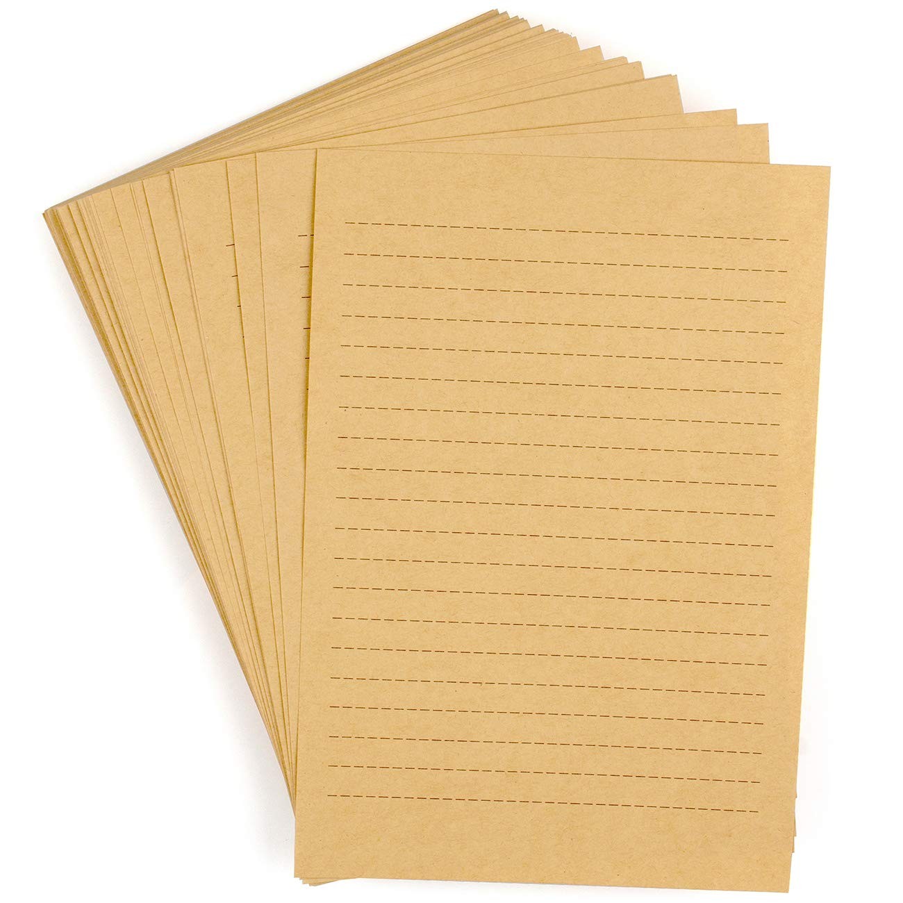 100 Sheets Vintage Kraft Stationary 5.71 x 8.27 inch, A5 Size 120gsm Lined St...
