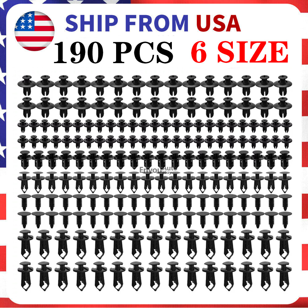 190Pcs Bumper Clips Retainer Auto Car Rivets Fastener Fender Push Pin Trim