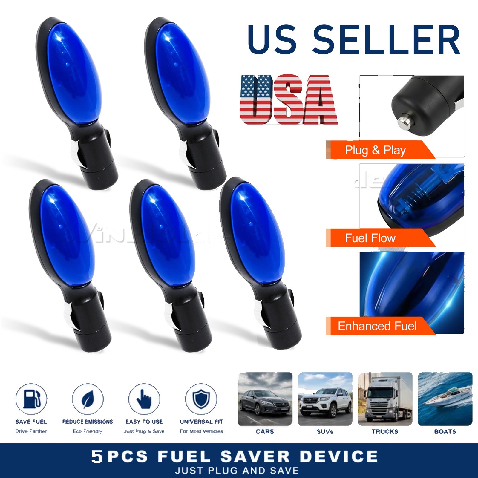 5PIECE Fuel Saver Gas Saving Device Car Fuel Economizer Petrol Diesel Automotive