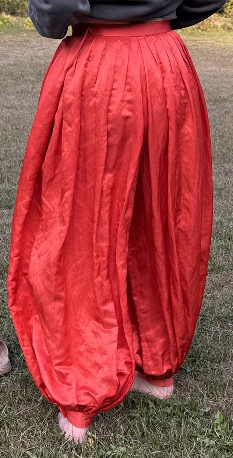 Vintage Salmon Mango Satin Balloon Pants Trousers Avant Guarde Ultra Wide Harem