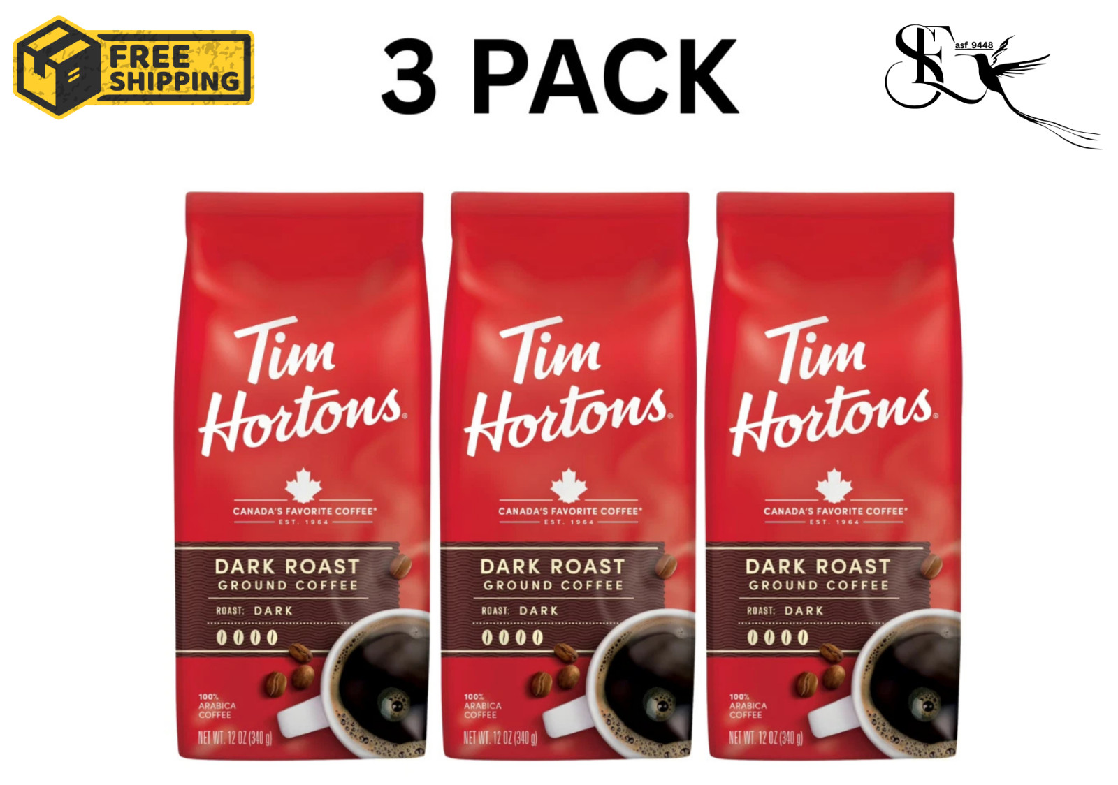 Free Shipping Tim Hortons Dark Roast Ground Coffee 100% Arabica Pack of 3 Free Shipping Tim Hortons Dark Roast Ground Coffee 100% Arabica Pack of 3
