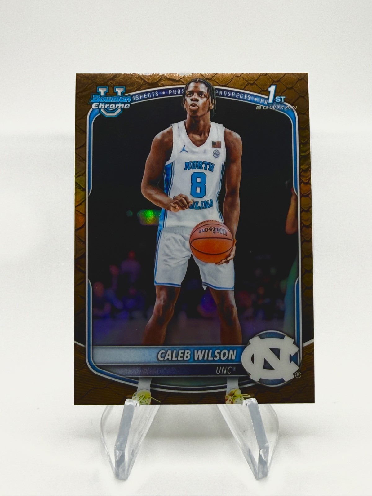 Caleb Wilson 2025-26 Bowman Chrome Prospects #BCP-83 Reptilian Refractor Rookie Caleb Wilson 2025-26 Bowman Chrome Prospects #BCP-83 Reptilian Refractor Rookie