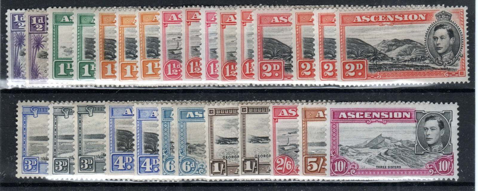 Ascension 1938-53 set to 10s with all perfs to 1s SG 38-47b (less SG 47) MH