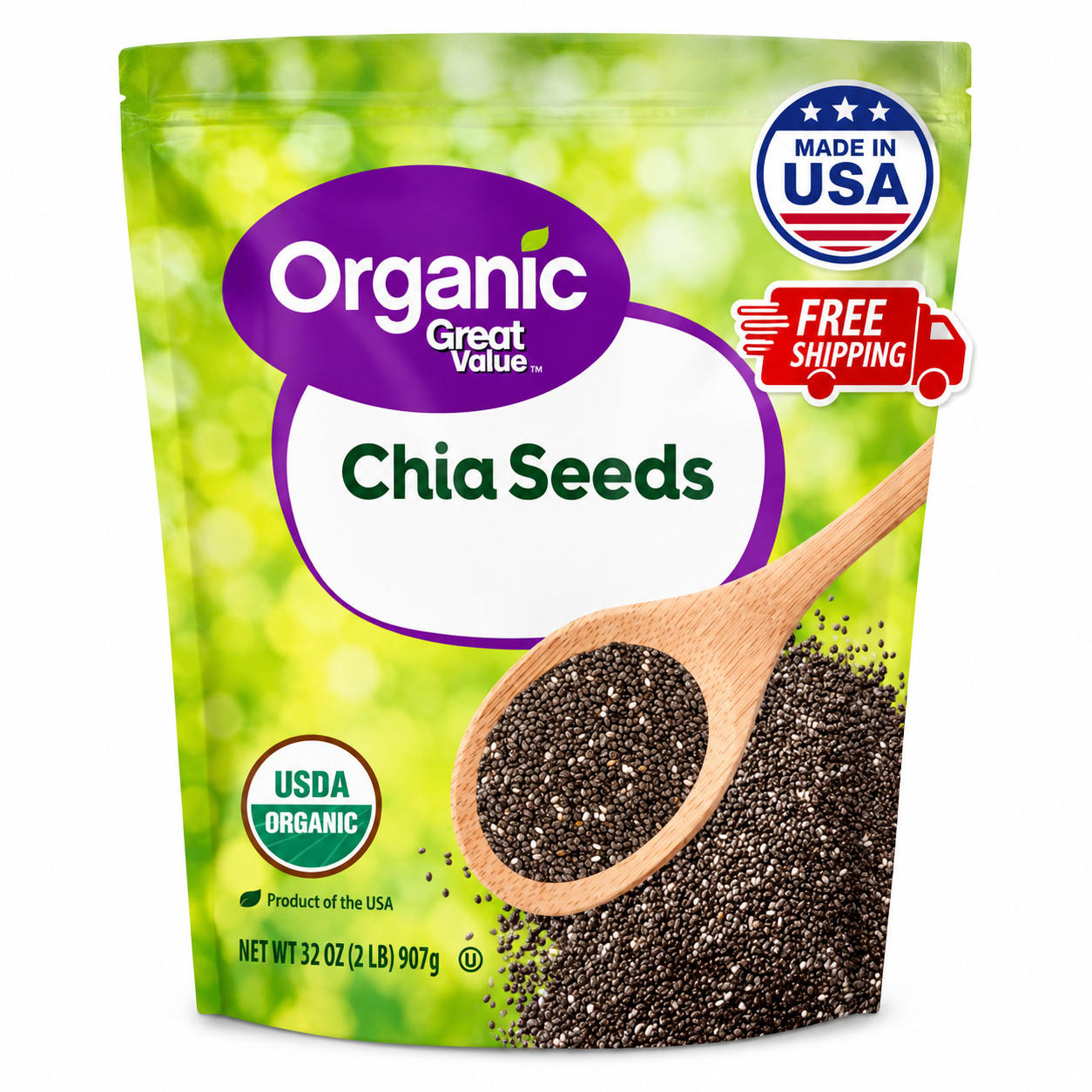 Great Value Organic Chia Seeds, 32 oz Great Value Organic Chia Seeds, 32 oz