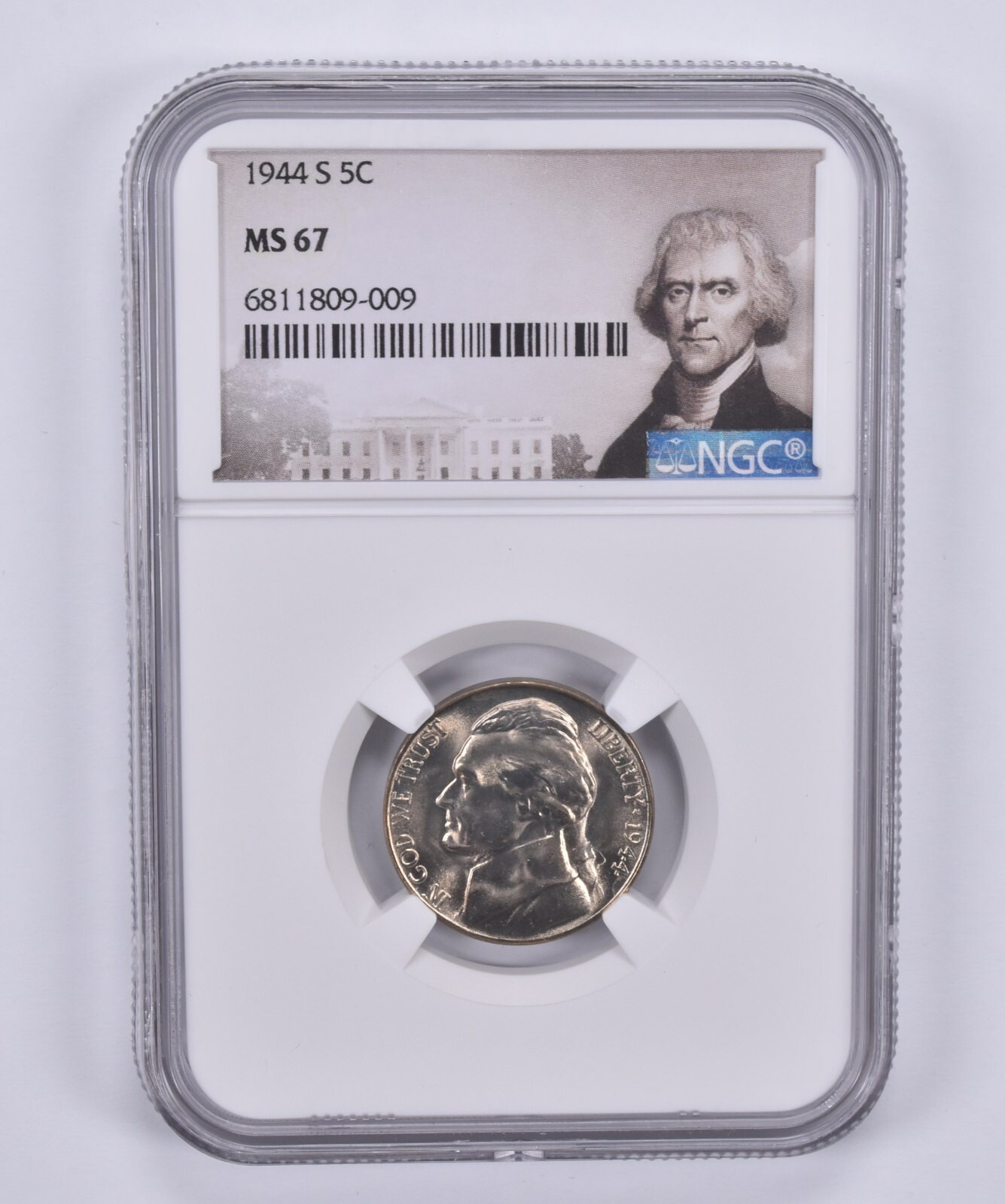 1944-S Jefferson Nickel 5c MS67 NGC Special Label 1944-S Jefferson Nickel 5c MS67 NGC Special Label