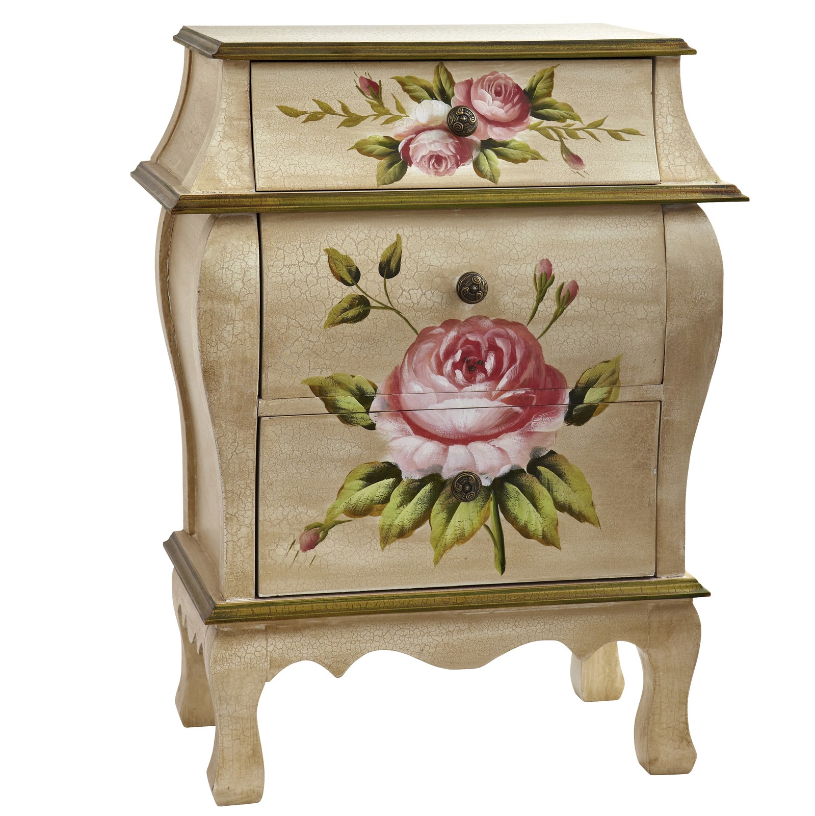 Nearly Natural Antique Night Stand with Floral Art Nearly Natural Antique Night Stand with Floral Art