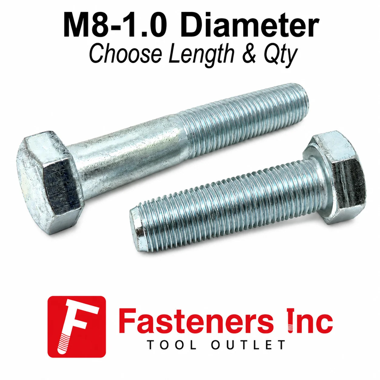 M8-1.0 Metric Class 10.9 Fine Hex Cap Screws Zinc Clear (Choose Length & Qty) M8-1.0 Metric Class 10.9 Fine Hex Cap Screws Zinc Clear (Choose Length & Qty)