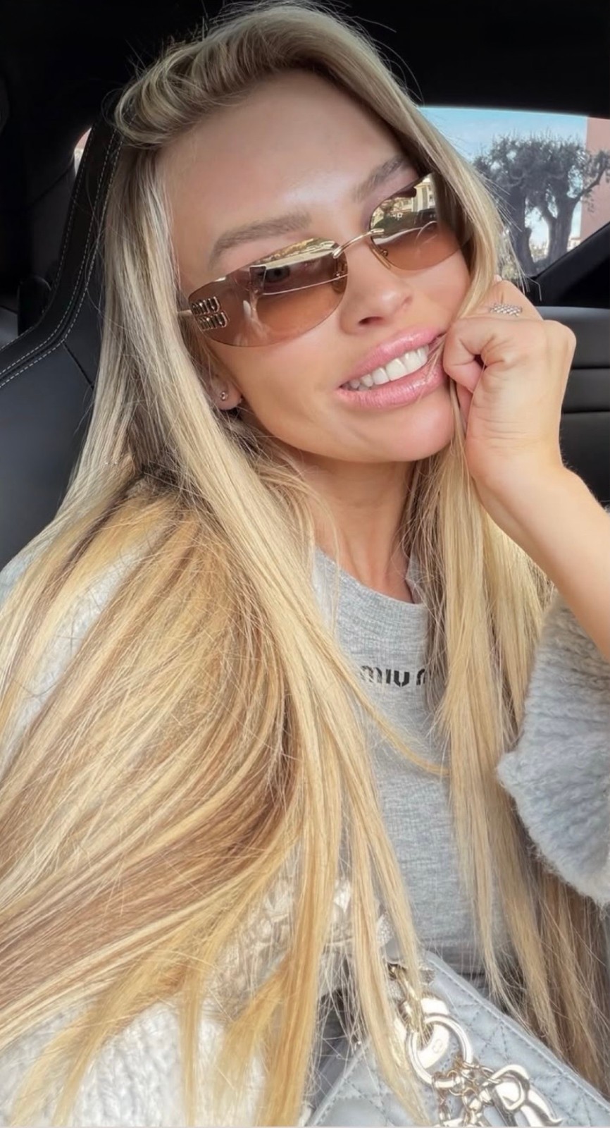 Miu Miu MU A51S 5AK20P Unisex Rectangle Sunglasses in Gold with Brown Lens 100% Miu Miu MU A51S 5AK20P Unisex Rectangle Sunglasses in Gold with Brown Lens 100%