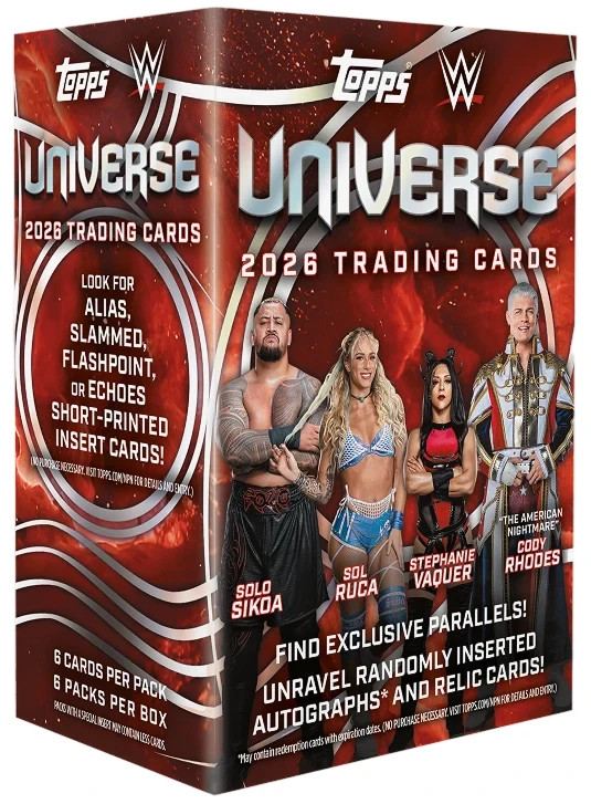 2026 Topps Universe WWE Value Blaster Box 6 Packs 36 Cards Factory Sealed 2026 Topps Universe WWE Value Blaster Box 6 Packs 36 Cards Factory Sealed