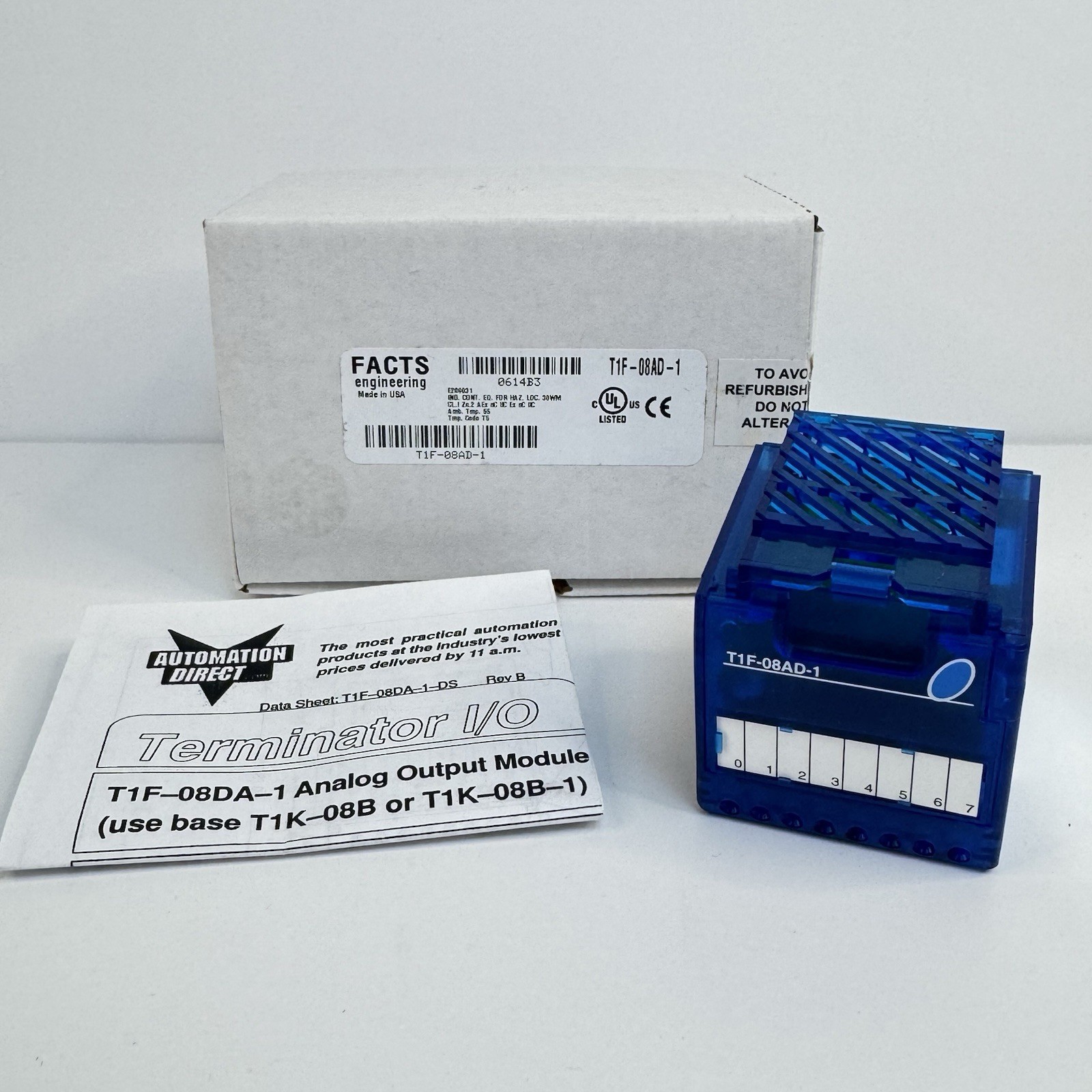 Fact Engineering T1F-08AD-1 Terminator analog input module NEW OPEN BOX Fact Engineering T1F-08AD-1 Terminator analog input module NEW OPEN BOX