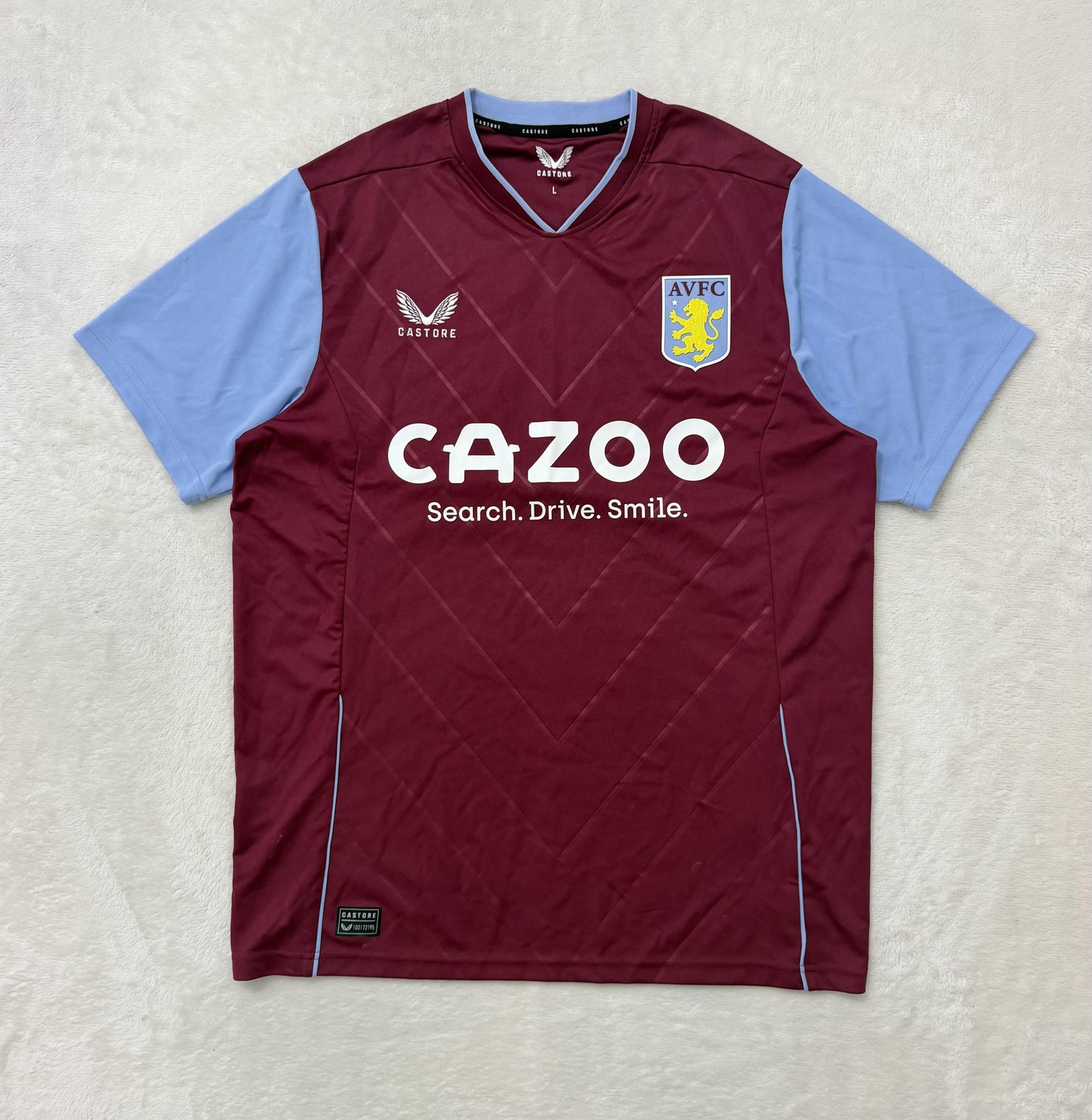 Castore Aston Villa Jersey Mens Large Red Blue Soccer Cazoo EPL Home Shirt Castore Aston Villa Jersey Mens Large Red Blue Soccer Cazoo EPL Home Shirt