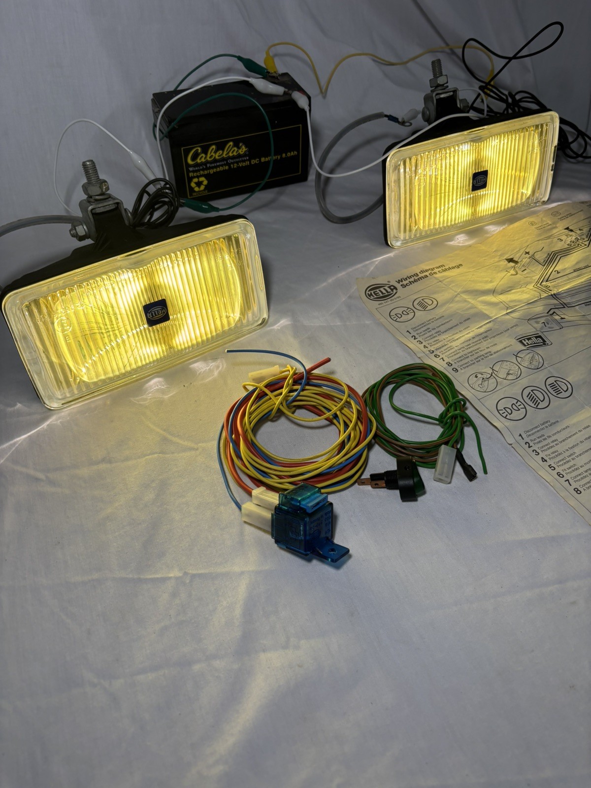 Vintage Hella Comet 550 Fog Light Kit – Pair – Made in Germany – Tested Working