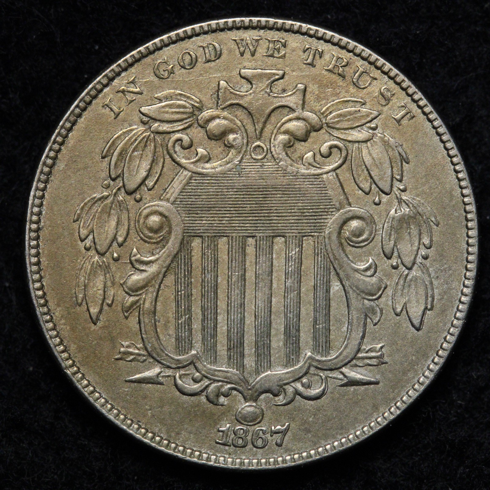 1867/1867 Shield Nickel AU++ RPD E231 IYKFN