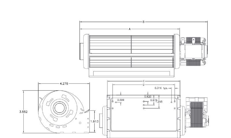 Rotom R7-RB79 Fireplace Blower for Hunter F125H, HWF30, HDV30