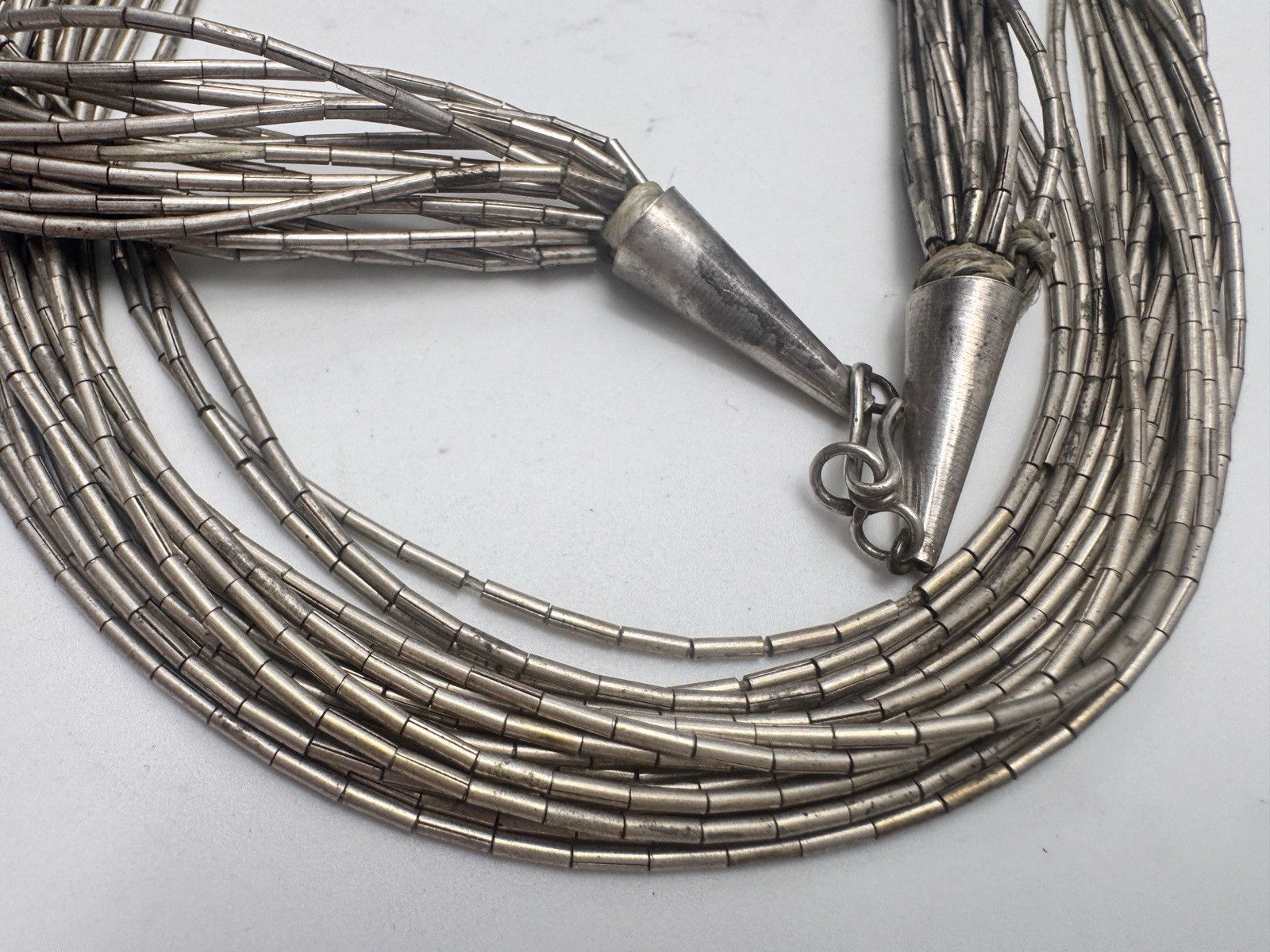 Vintage Native American Heavy Sterling Silver Heishi Necklace 66g 28in READ Vintage Native American Heavy Sterling Silver Heishi Necklace 66g 28in READ