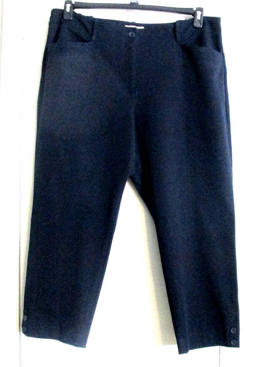 Talbots Plus Navy Heritage Twill Perfect Crops 20W Button Hem Stretch Trouser Talbots Plus Navy Heritage Twill Perfect Crops 20W Button Hem Stretch Trouser