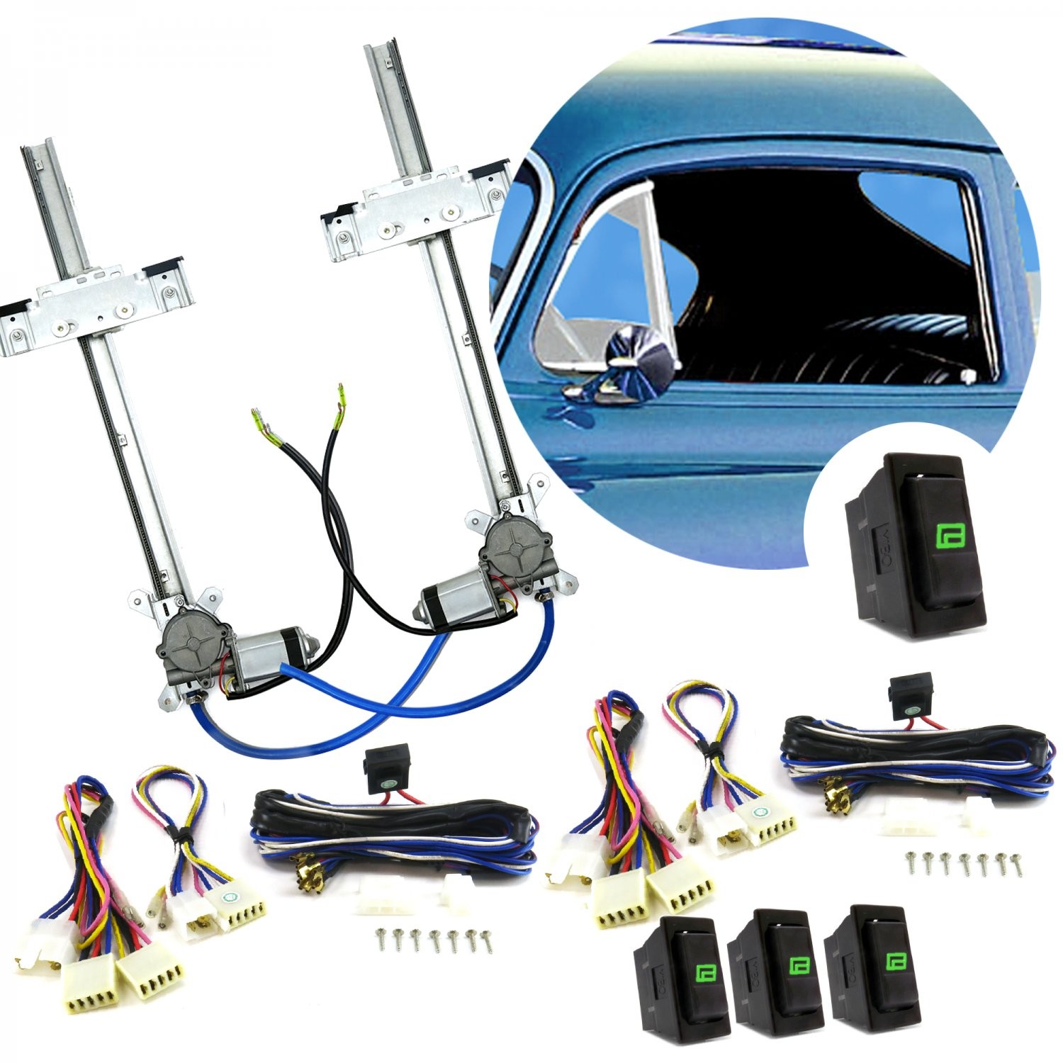 Ford Truck F Series (5th / 6th Gen) 1967 - 1979  Power Window Kit w/ 3 Switches
