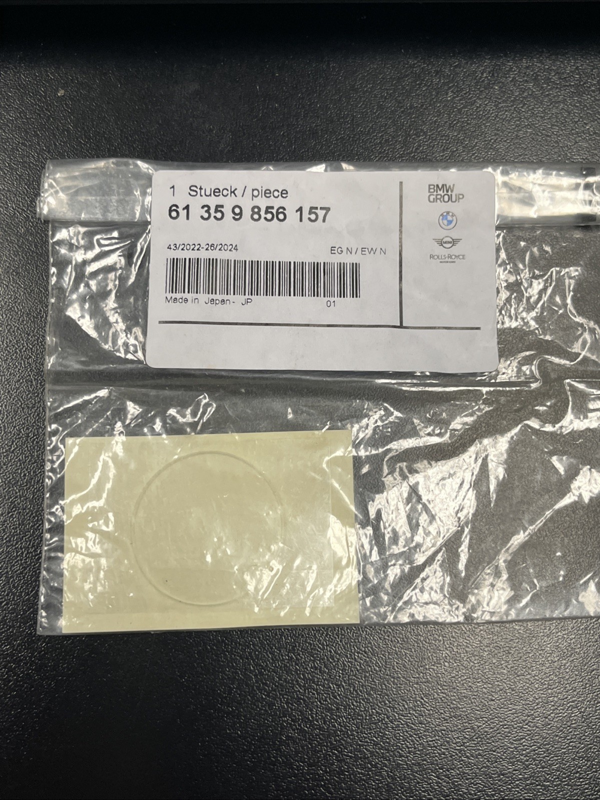BMW Rain Sensor Pad (OEM) # 61 35 9 856 157 NEW and in the bag. BMW Rain Sensor Pad (OEM) # 61 35 9 856 157 NEW and in the bag.