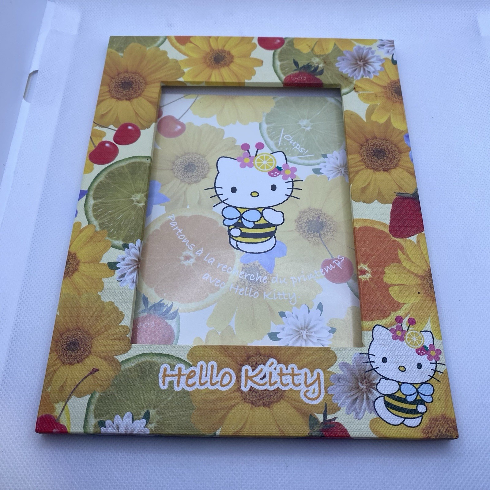 Vintage 2003 Sanrio Hello Kitty Floral Bee Picture Photo Frame Y2K Spring