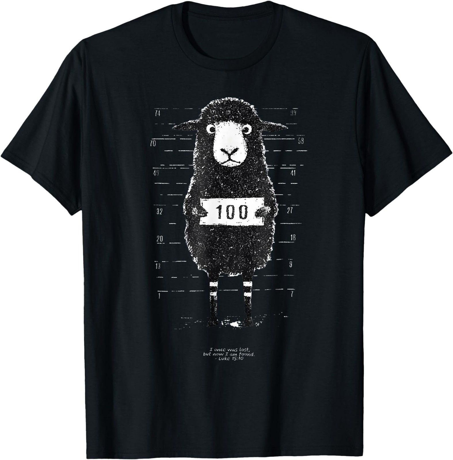 Funny Black Sheep Mugshot Lost But Found Humor Funny Jesus T-Shirt Funny Black Sheep Mugshot Lost But Found Humor Funny Jesus T-Shirt