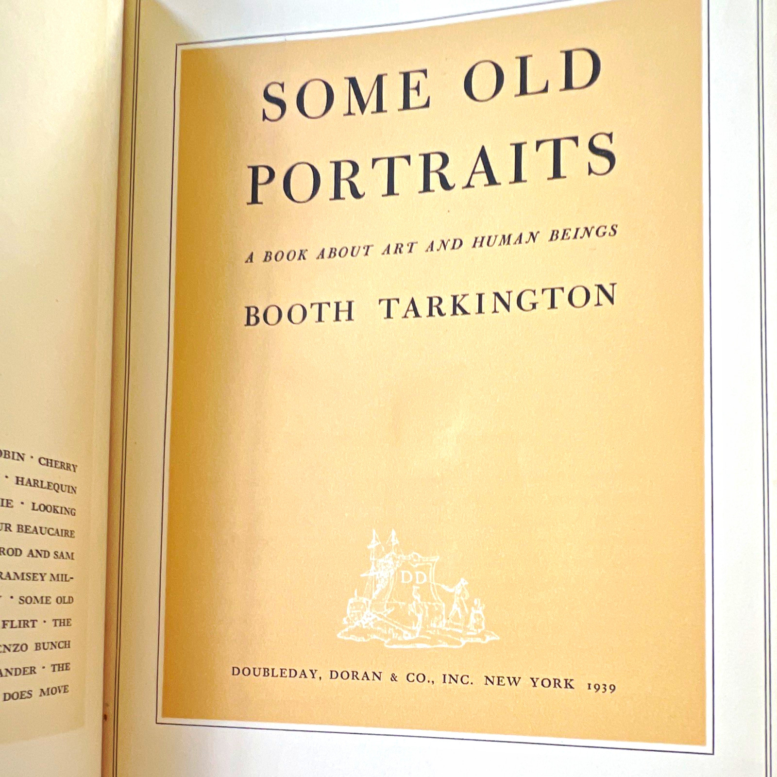 Booth Tarkington Some Old Portraits HC Doubleday, Doran & Co. 1939 Art Booth Tarkington Some Old Portraits HC Doubleday, Doran & Co. 1939 Art