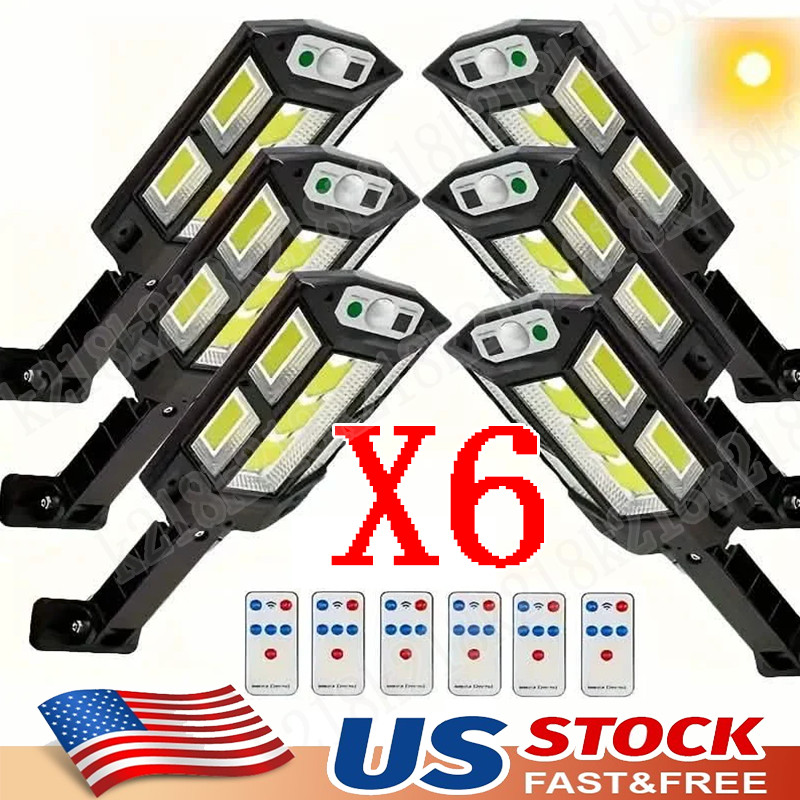6PCS 990000LM LED Solar Street Light Commercial Dusk Dawn Outdoor Road Wall Lamp 6PCS 990000LM LED Solar Street Light Commercial Dusk Dawn Outdoor Road Wall Lamp
