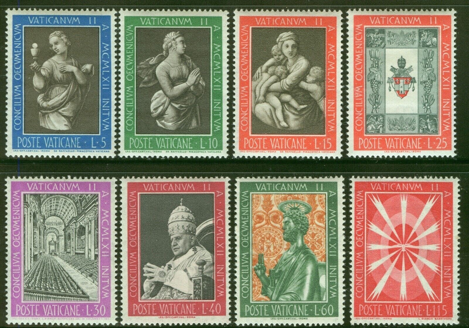 [OOS] Vatican #Mi0412-Mi419 MH 1962 Christian Virtues EcumenicalCouncil[345-352]